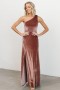  Baltic Born Tatiana Velvet One Shoulder Maxi Dress Rose | Vaatteet Maksimekot