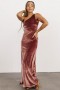  Baltic Born Tatiana Velvet One Shoulder Maxi Dress Rose | Vaatteet Maksimekot
