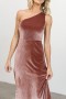  Baltic Born Tatiana Velvet One Shoulder Maxi Dress Rose | Vaatteet Maksimekot