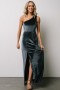  Baltic Born Tatiana Velvet One Shoulder Maxi Dress - Liuskekivi | Vaatteet Maksimekot