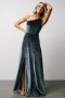  Baltic Born Tatiana Velvet One Shoulder Maxi Dress - Liuskekivi | Vaatteet Maksimekot