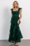  Baltic Born Valora Swiss Dot Tulle Maxi Dress Dark Green | Vaatteet Maksimekot