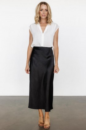 Baltic Born Celeste Satin Midi Skirt Musta | Vaatteet Hameet