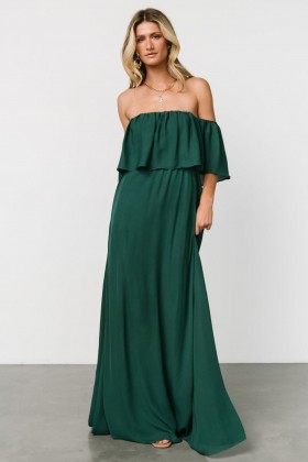  Baltic Born Diana Off Shoulder Maxi Dress Emerald | Vaatteiden vierasmekot