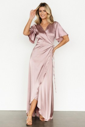  Baltic Born Vara Satin Maxi Wrap Dress Lila | Vaatteet Maksimekot